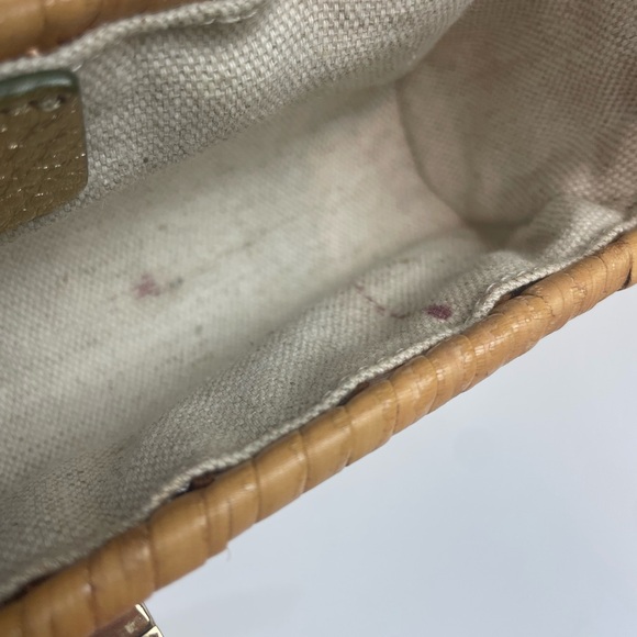 MICHAEL KORS wicker/leather baguette clutch Gold Tone Turn Lock - Picture 12 of 13